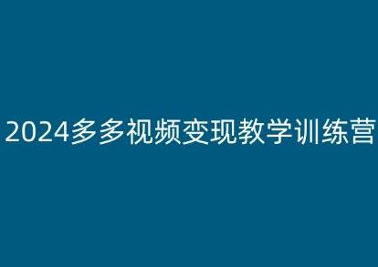 2024多多视频变现教学训练营，新手保姆级教程，适合新手小白-网亿资源平台