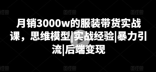 月销3000w的服装带货实战课，思维模型|实战经验|暴力引流|后端变现-邪修侠 - 演示