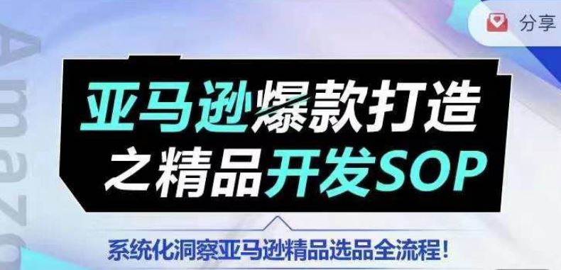 【训练营】亚马逊爆款打造之精品开发SOP，系统化洞察亚马逊精品选品全流程-网亿资源平台