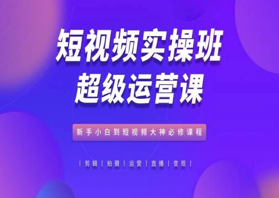 短视频实操班超级运营课，新手小白到短视频大神必修课程-网亿资源平台