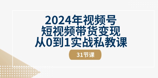 2024年视频号短视频带货变现从0到1实战私教课（30节视频课）-网亿资源平台