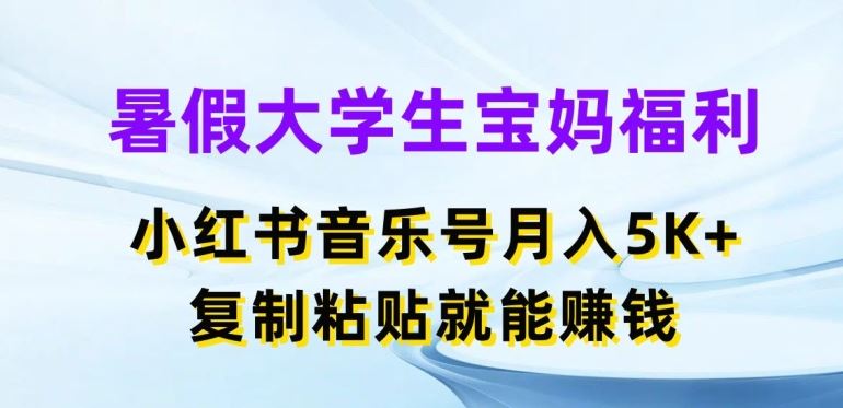 暑假大学生宝妈福利，小红书音乐号月入5000+，复制粘贴就能赚钱【揭秘】-网亿资源平台