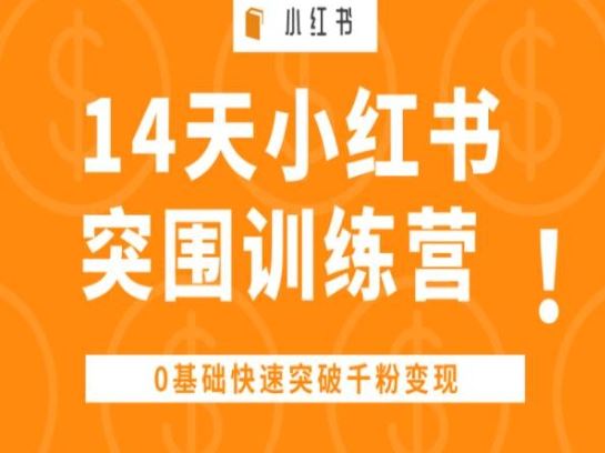 14天小红书突围训练营 ，0基础快速突破千粉变现-网亿资源平台