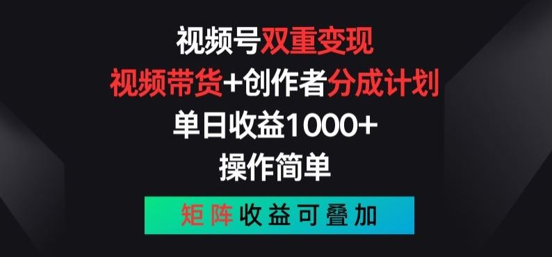 视频号双重变现，视频带货+创作者分成计划 , 操作简单，矩阵收益叠加【揭秘】-网亿资源平台