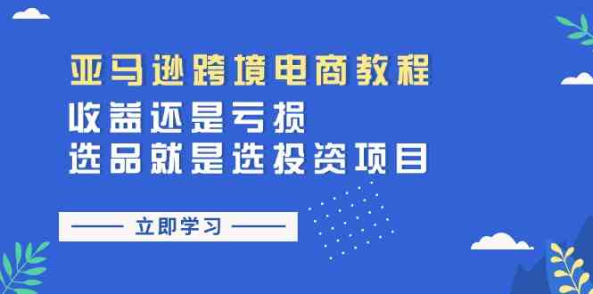 亚马逊跨境电商教程：收益还是亏损！选品就是选投资项目-网亿资源平台