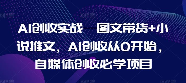 AI创收实战—图文带货+小说推文，AI创收从0开始，自媒体创收必学项目-网亿资源平台