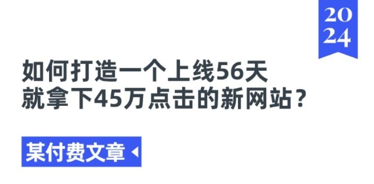 某付费文章《如何打造一个上线56天就拿下45万点击的新网站?》-网亿资源平台