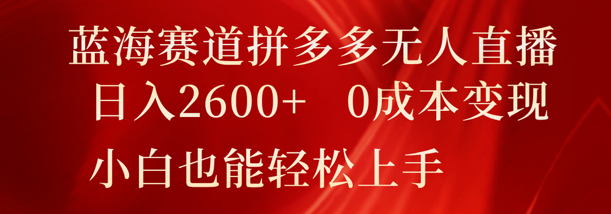 蓝海赛道拼多多无人直播，日入2600+，0成本变现，小白也能轻松上手-邪修侠 - 演示