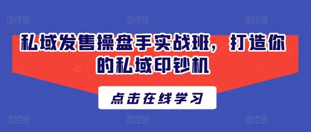 私域发售操盘手实战班，打造你的私域印钞机-网亿资源平台