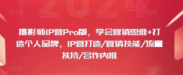 摄影师IP营Pro版，学会营销思维+打造个人品牌，IP营打造/营销技能/流量扶持/合作内推-网亿资源平台