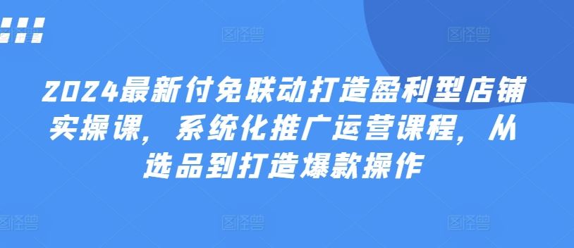2024最新付免联动打造盈利型店铺实操课，系统化推广运营课程，从选品到打造爆款操作-网亿资源平台