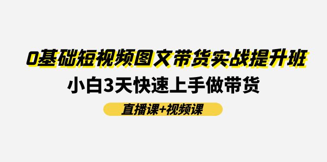 0基础短视频图文带货实战提升班，小白3天快速上手做带货(直播课+视频课)-网亿资源平台
