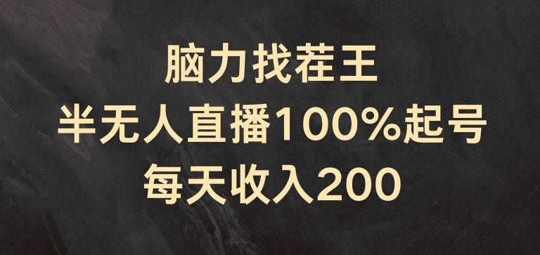 脑力找茬王，半无人直播100%起号，每天收入200+【揭秘】-网亿资源平台