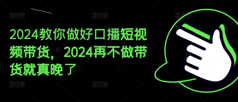 2024教你做好口播短视频带货，2024再不做带货就真晚了-邪修侠 - 演示