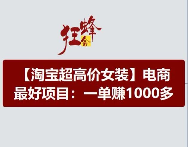 淘宝超高价女装项目，电商最好赛道，一单赚1000多-网亿资源平台