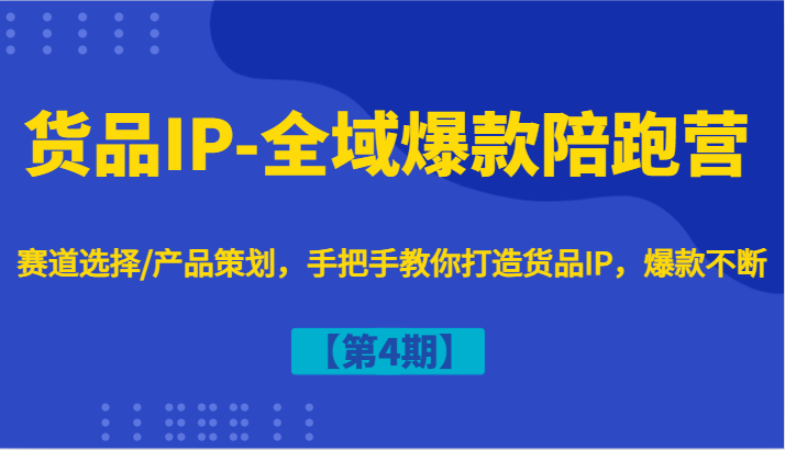 货品IP-全域爆款陪跑营【第4期】赛道选择/产品策划，手把手教你打造货品IP，爆款不断-网亿资源平台