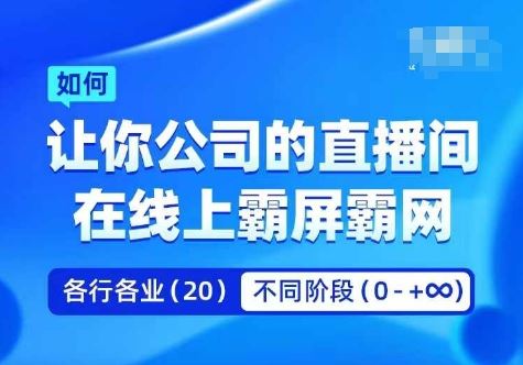 企业矩阵直播霸屏实操课，让你公司的直播间在线上霸屏霸网-网亿资源平台