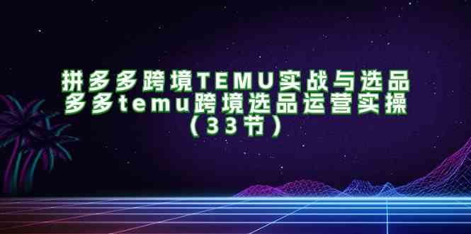 拼多多跨境TEMU实战与选品，多多temu跨境选品运营实操（33节）-网亿资源平台