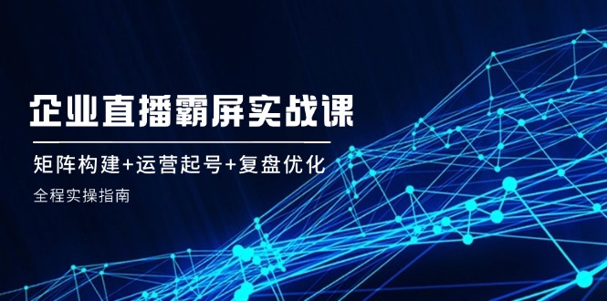 企业直播霸屏实战课:矩阵构建+运营起号+复盘优化,全程实操指南-邪修侠 - 演示