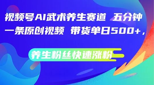 视频号AI武术养生赛道，五分钟一条原创视频，带货单日几张，养生粉丝快速涨粉【揭秘】-网亿资源平台