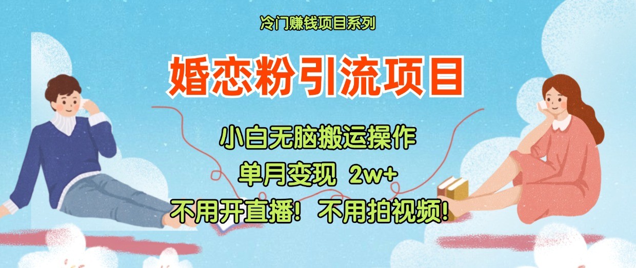 小红书婚恋粉引流，不用开直播！不用拍视频！不用做交付-网亿资源平台