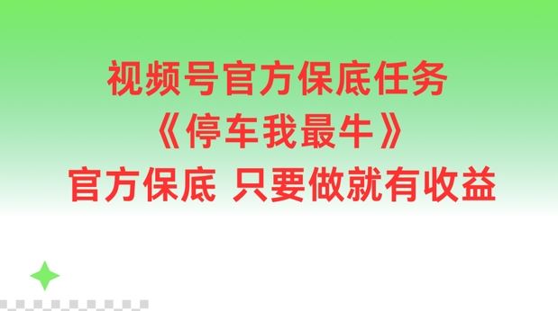 视频号官方保底任务，停车我最牛，官方保底只要做就有收益【揭秘】-网亿资源平台