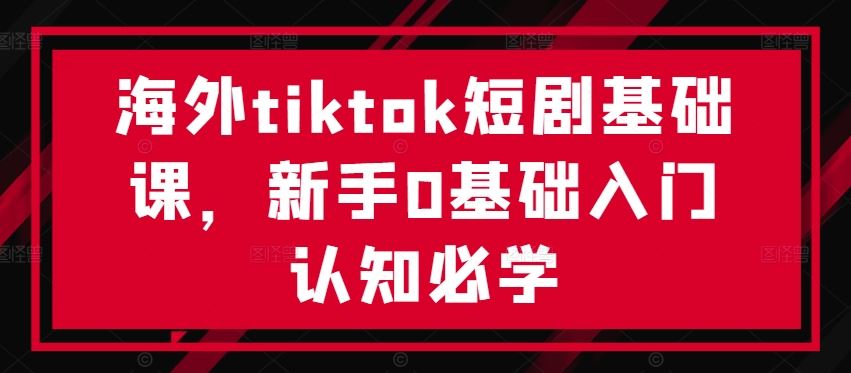 海外tiktok短剧基础课，新手0基础入门认知必学-网亿资源平台