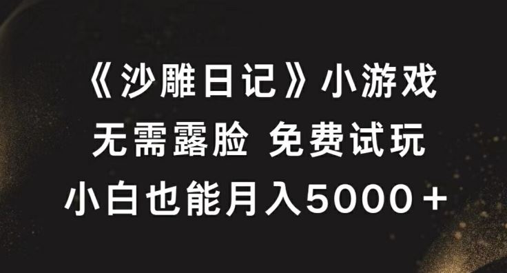 《沙雕日记》小游戏，无需露脸免费试玩，小白也能月入5000+【揭秘】-网亿资源平台