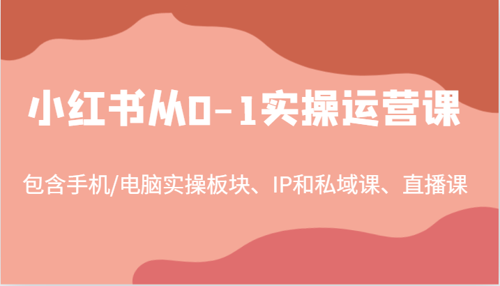 小红书从0-1实操运营课，包含手机/电脑实操板块、IP和私域课、直播课（97节）-网亿资源平台