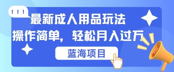 最新成人用品项目玩法，操作简单，动动手，轻松日入几张【揭秘】-网亿资源平台