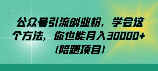 公众号引流创业粉，学会这个方法，你也能月入30000+ (陪跑项目)-网亿资源平台