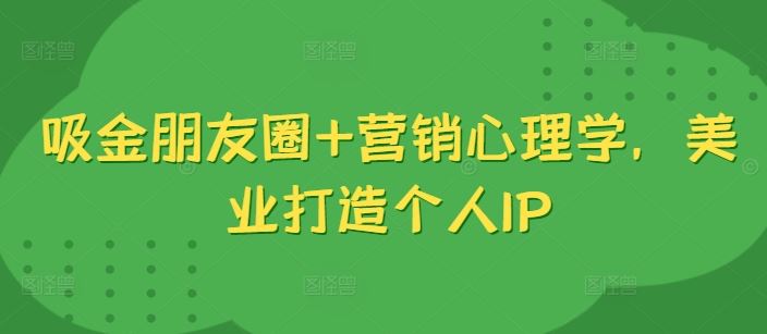吸金朋友圈+营销心理学，美业打造个人IP-网亿资源平台