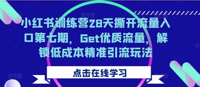 小红书训练营28天撕开流量入口第七期，Get优质流量，解锁低成本精准引流玩法-网亿资源平台