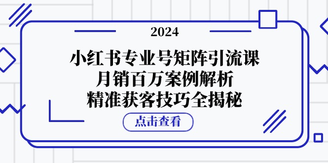 小红书专业号矩阵引流课，月销百万案例解析，精准获客技巧全揭秘-网亿资源平台