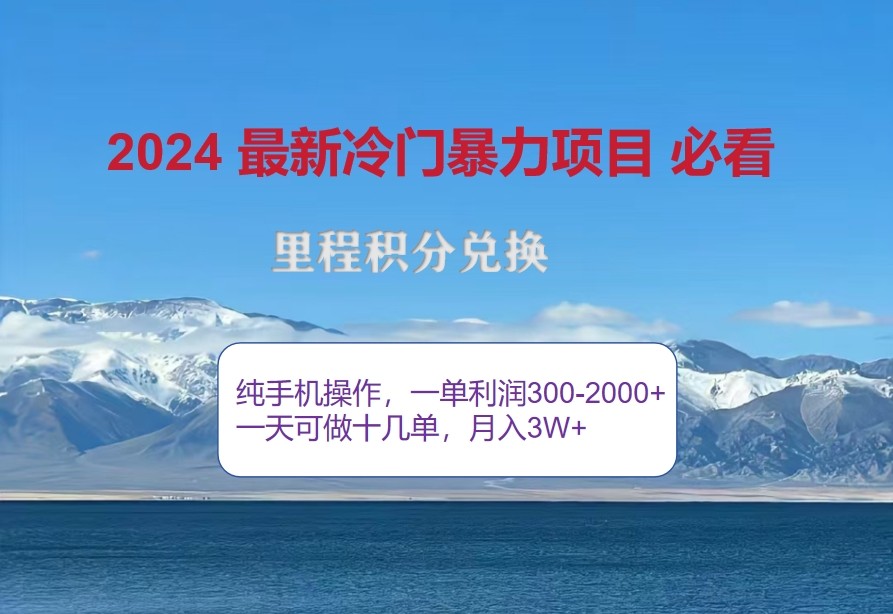 2024惊爆冷门暴利，里程积分最新玩法，高爆发期，一单300+—2000+-网亿资源平台