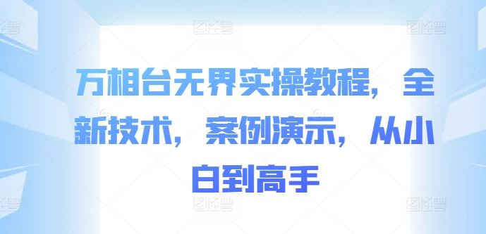 万相台无界实操教程，全新技术，案例演示，从小白到高手-网亿资源平台