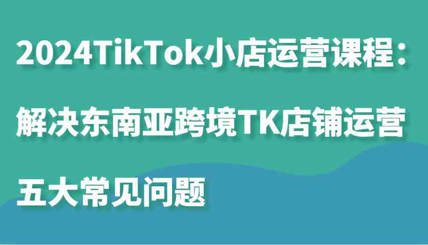 2024TikTok小店运营课程：解决东南亚跨境TK店铺运营五大常见问题-网亿资源平台