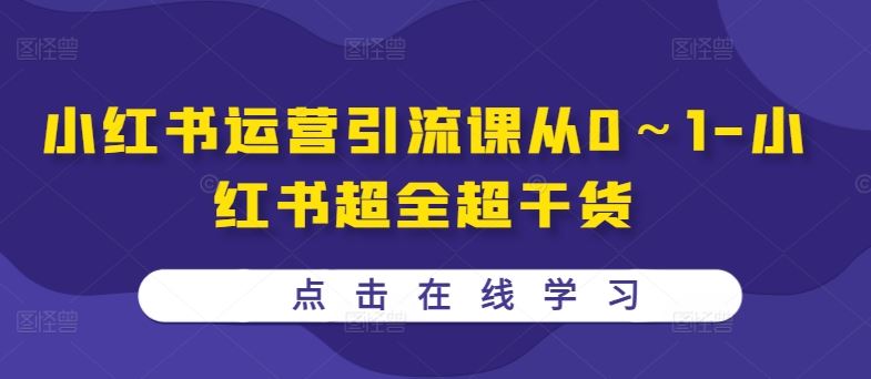 小红书运营引流课从0～1-小红书超全超干货-网亿资源平台