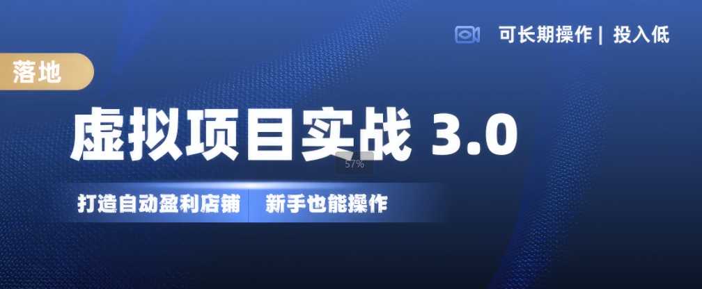 虚拟项目实战3.0，打造自动盈利店铺，可长期操作投入低，新手也能操作-网亿资源平台