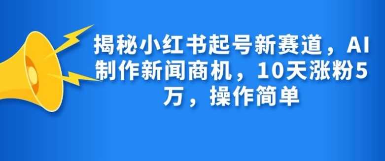 揭秘小红书起号新赛道，AI制作新闻商机，10天涨粉1万，操作简单-网亿资源平台