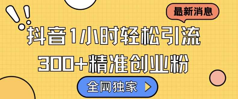 全网独家抖音引流，轻松日引300+精准创业粉【揭秘】-网亿资源平台