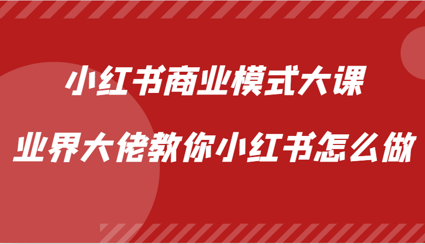 小红书商业模式大课，业界大佬教你小红书怎么做【视频课】-网亿资源平台