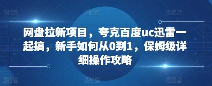 网盘拉新项目，夸克百度uc迅雷一起搞，新手如何从0到1，保姆级详细操作攻略-网亿资源平台