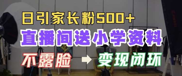 直播间送小学资料，每天引流家长粉500+，变现闭环模式【揭秘】-网亿资源平台