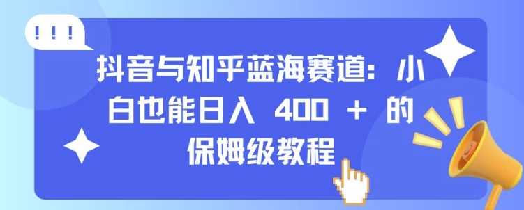 抖音与知乎蓝海赛道：小白也能日入 4张 的保姆级教程-网亿资源平台