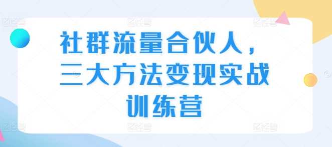 社群流量合伙人，三大方法变现实战训练营-网亿资源平台
