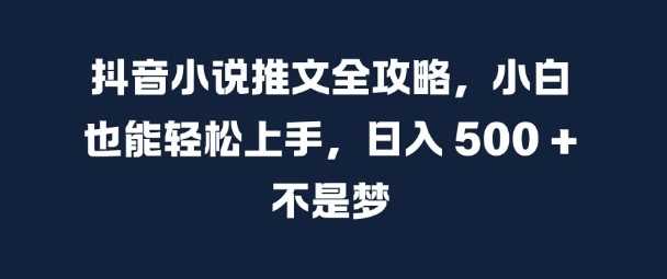 抖音小说推文全攻略，小白也能轻松上手，日入 5张+ 不是梦【揭秘】-网亿资源平台