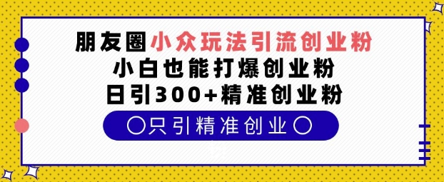朋友圈小众玩法引流创业粉，小白也能打爆创业粉，日引300+精准创业粉【揭秘】-皓哥创业笔记