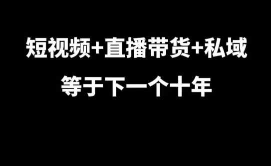 短视频+直播带货+私域等于下一个十年，大佬7年实战经验总结-皓哥创业笔记