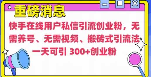 快手最新引流创业粉方法，无需养号、无需视频、搬砖式引流法【揭秘】-皓哥创业笔记